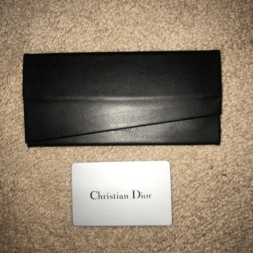 Christian Dior black suede leather clip wallet